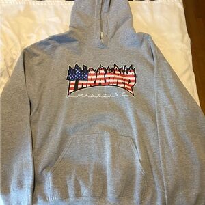 Thrasher Gray Hoodie with Stars and Stripes Logo